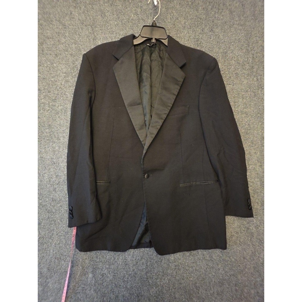 Franco Rossi Suit Jacket Mens L Black Tuxedo 100% Wool Italy Formal Wedding